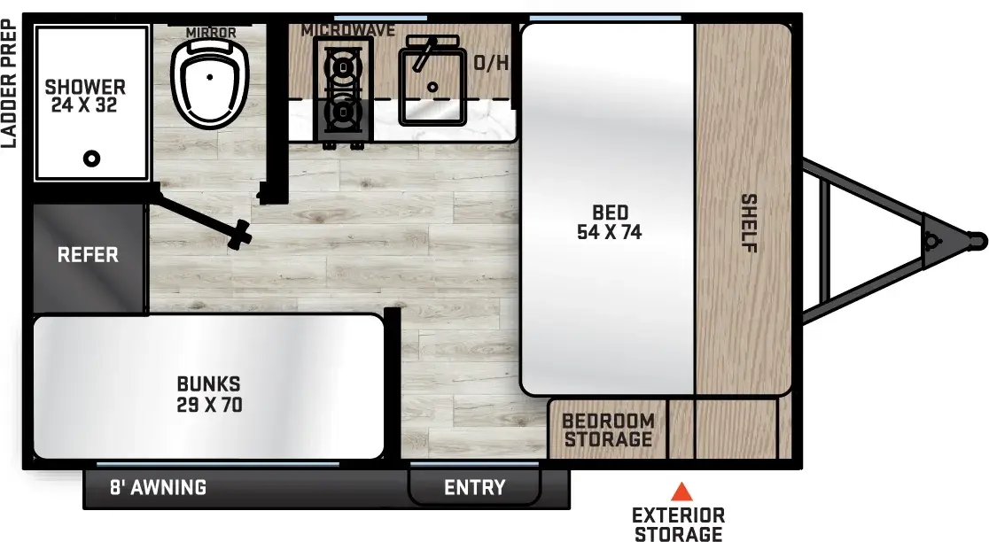 Floorplan diagram for 2026 Aurora Light 13BHX