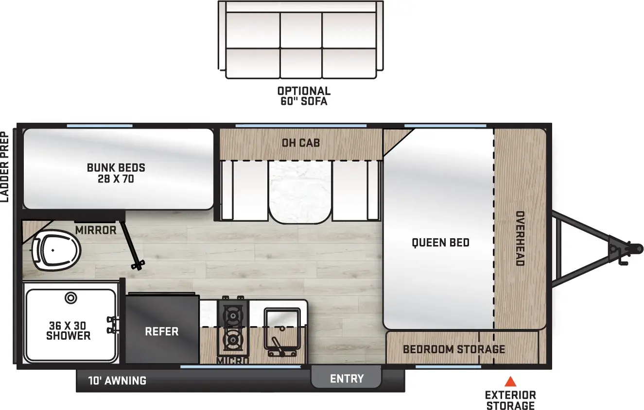 Floorplan diagram for 2026 Aurora Light 16BHX