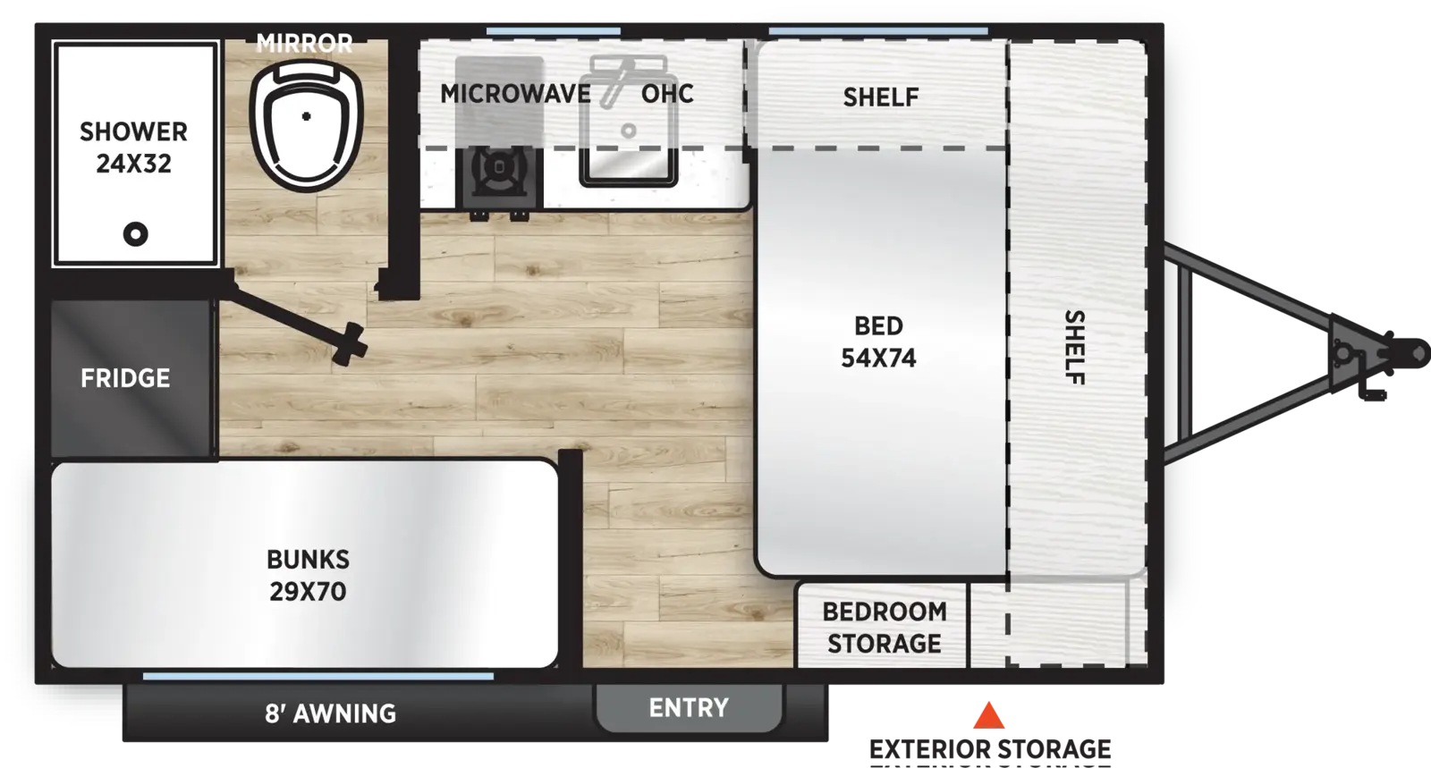 Floorplan diagram for 2027 Aurora Light 13BHX