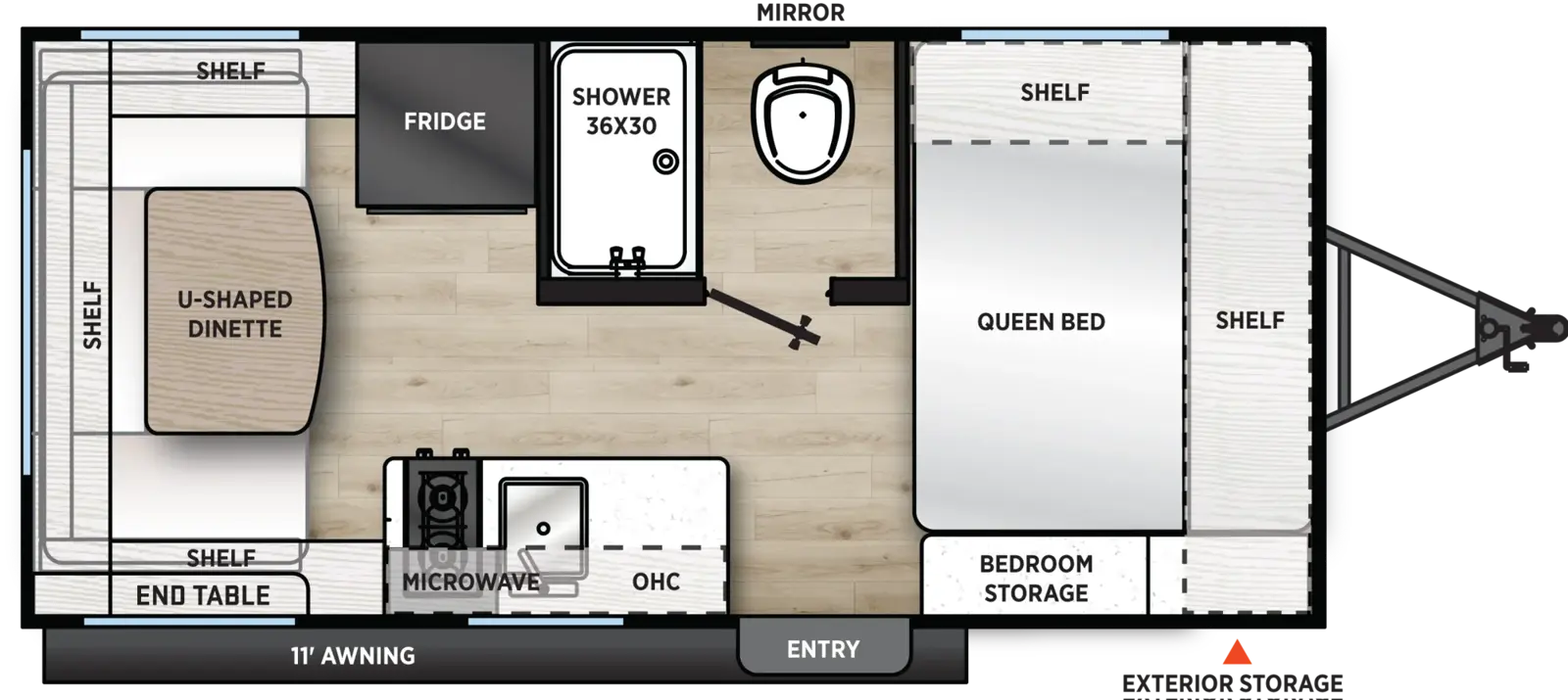 Floorplan diagram for 2027 Aurora Light 15RDX