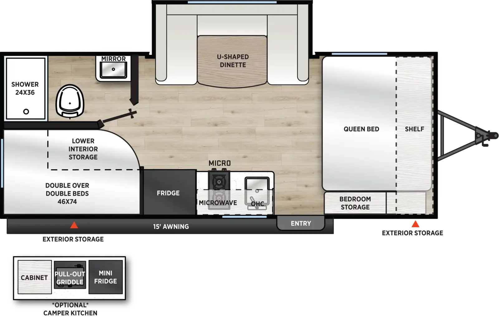 Floorplan diagram for 2027 Aurora Light 18BHSX