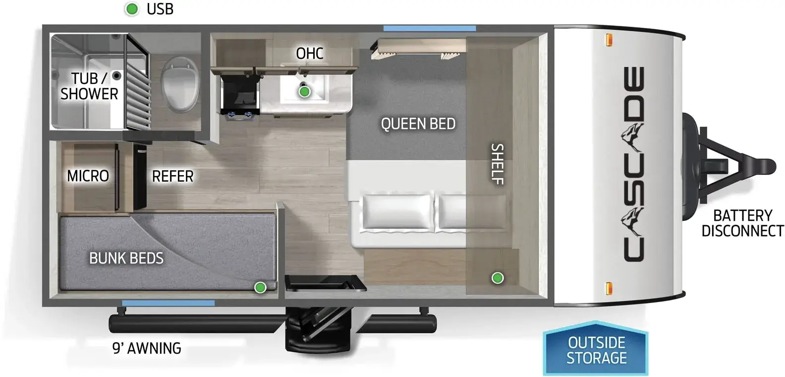 Floorplan diagram for 2026 Cascade 14BHLPC