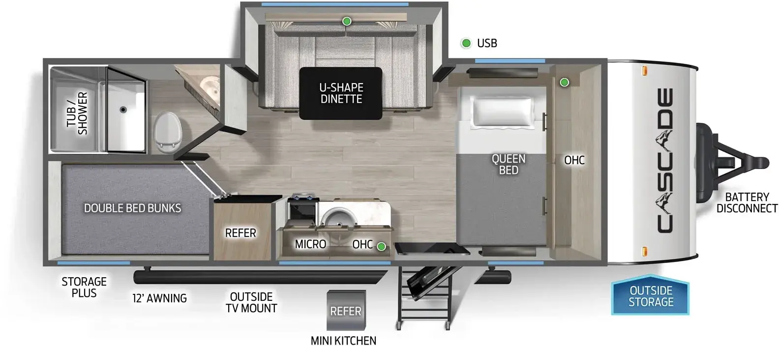 Floorplan diagram for 2026 Cascade 17JWC