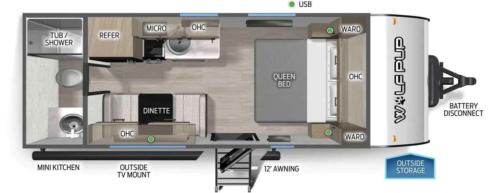 Floorplan diagram for 2026 Cherokee Black Label 16FQBLW