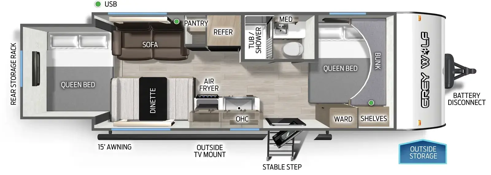 Floorplan diagram for 2026 Cherokee Black Label 19SMBL