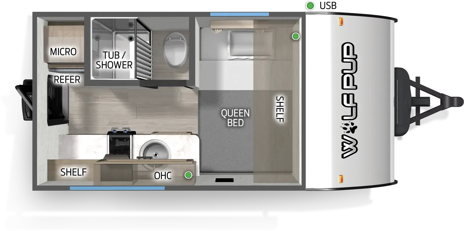 Floorplan diagram for 2026 Wolf Pup Cherokee Wolf Pup 12SBLP