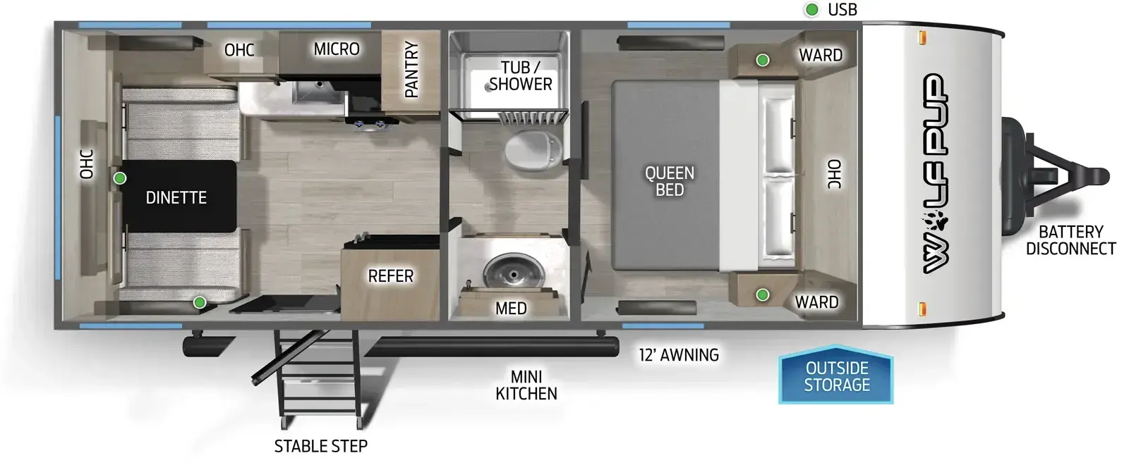 Floorplan diagram for 2026 Wolf Pup Cherokee Wolf Pup 16CM