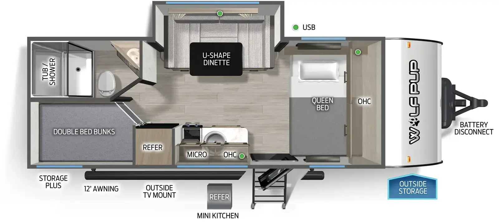 Floorplan diagram for 2026 Wolf Pup Cherokee Wolf Pup 17JW