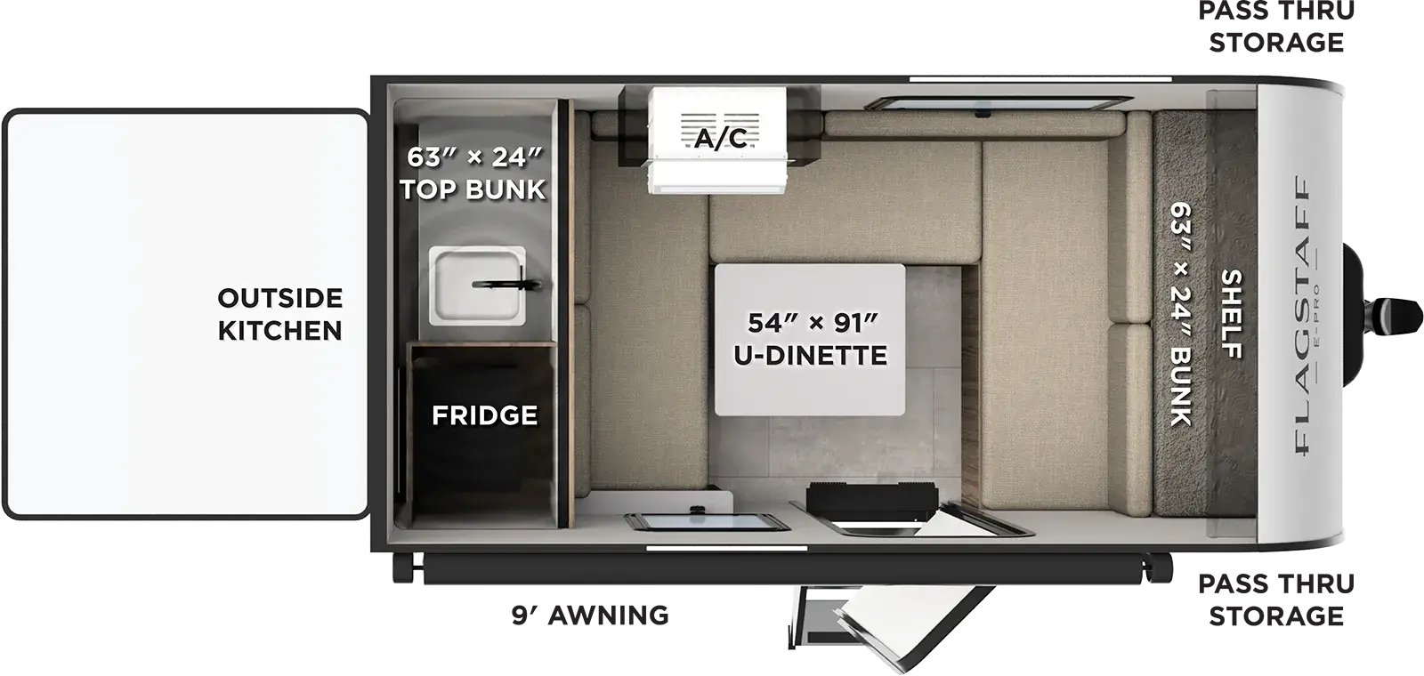 Floorplan diagram for 2027 Flagstaff E-Pro E11LE
