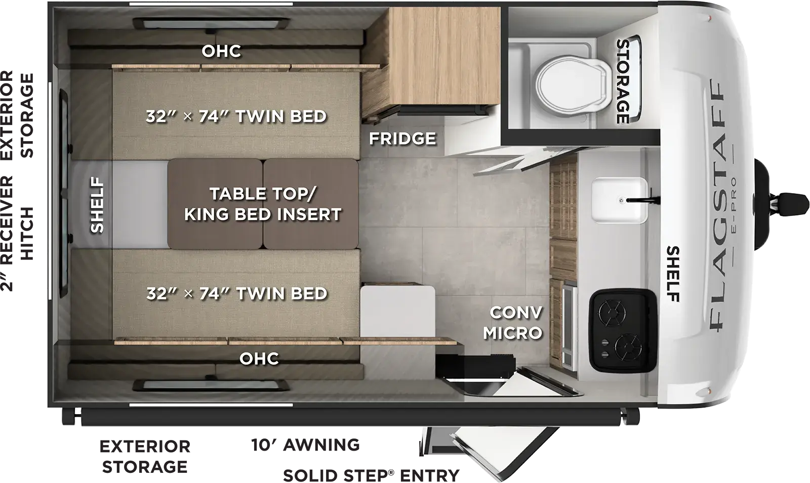 Floorplan diagram for 2027 Flagstaff E-Pro E151TLE