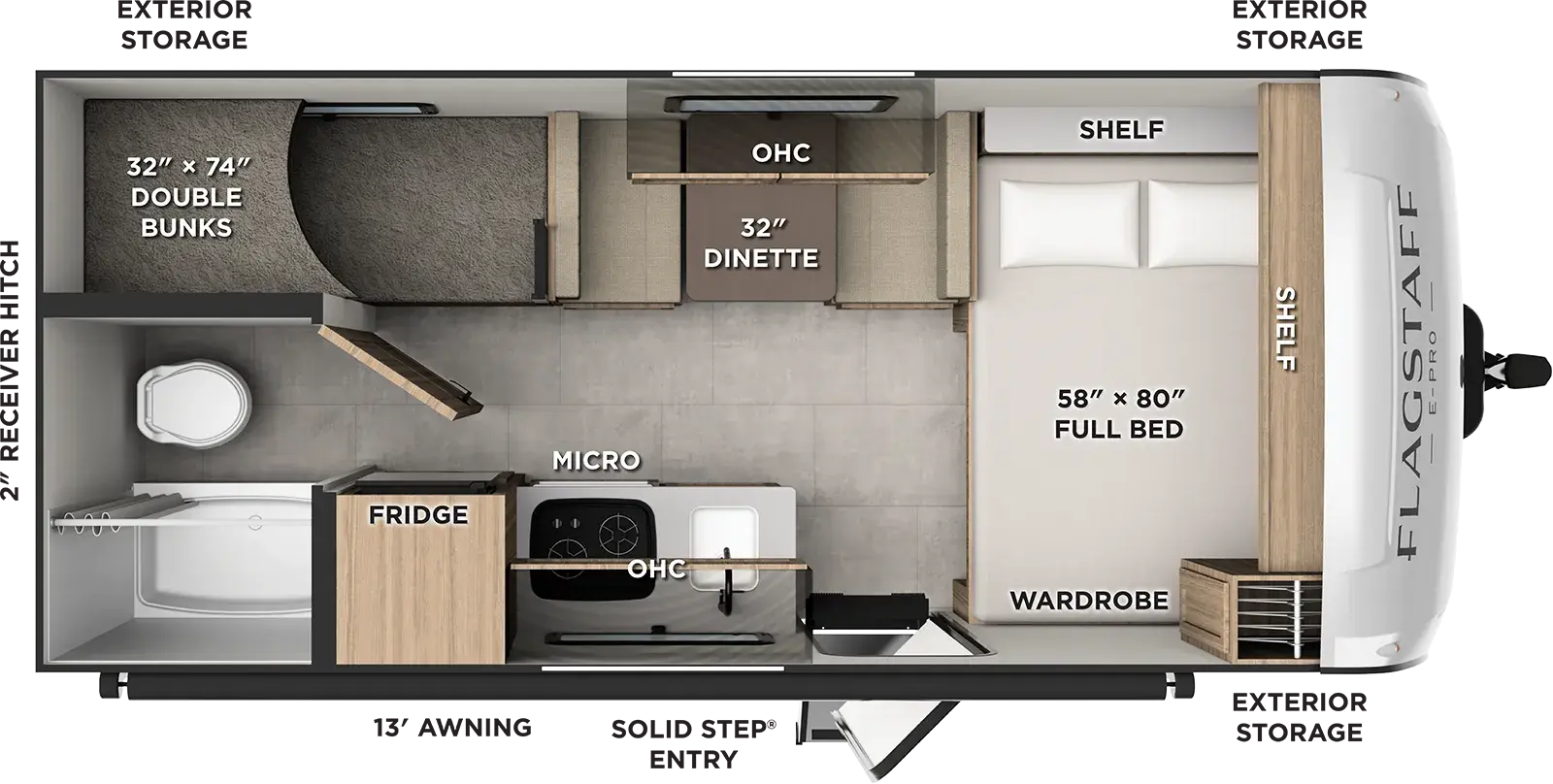 Floorplan diagram for 2027 Flagstaff E-Pro E171BLE