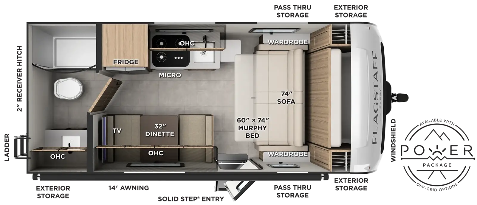 Floorplan diagram for 2027 Flagstaff E-Pro E191FDT