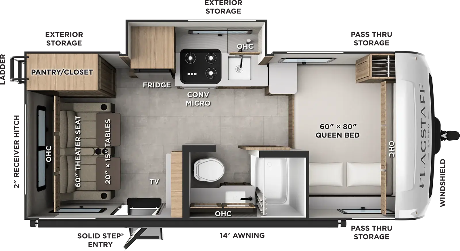 Floorplan diagram for 2027 Flagstaff E-Pro E191RLS