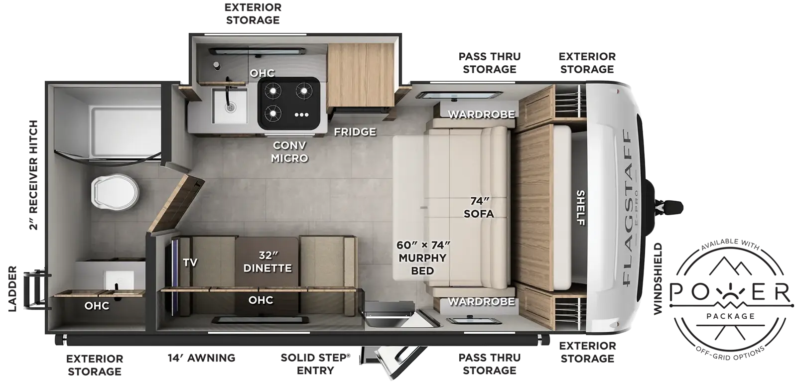 Floorplan diagram for 2027 Flagstaff E-Pro E191SFD