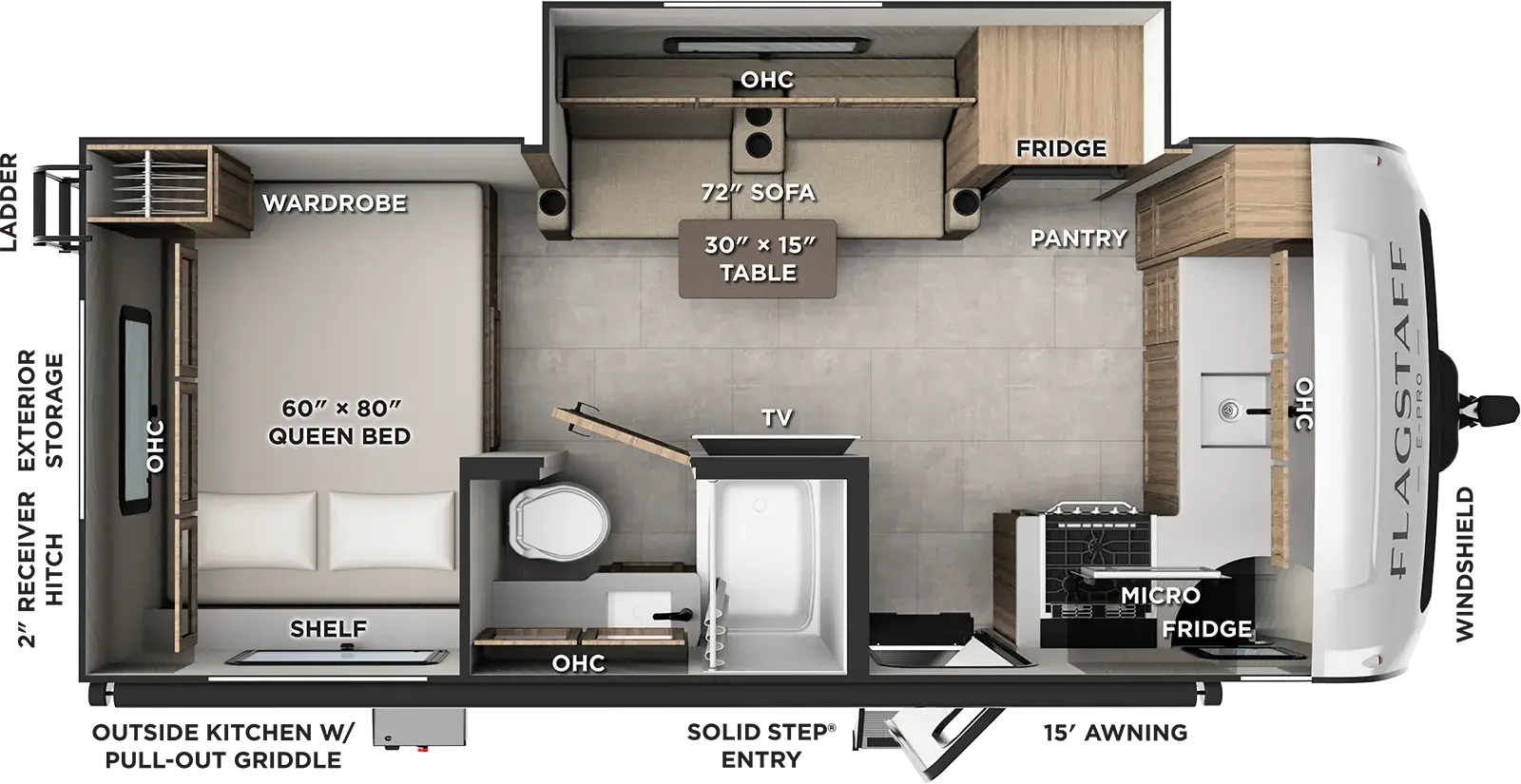 Floorplan diagram for 2027 Flagstaff E-Pro E201SFK