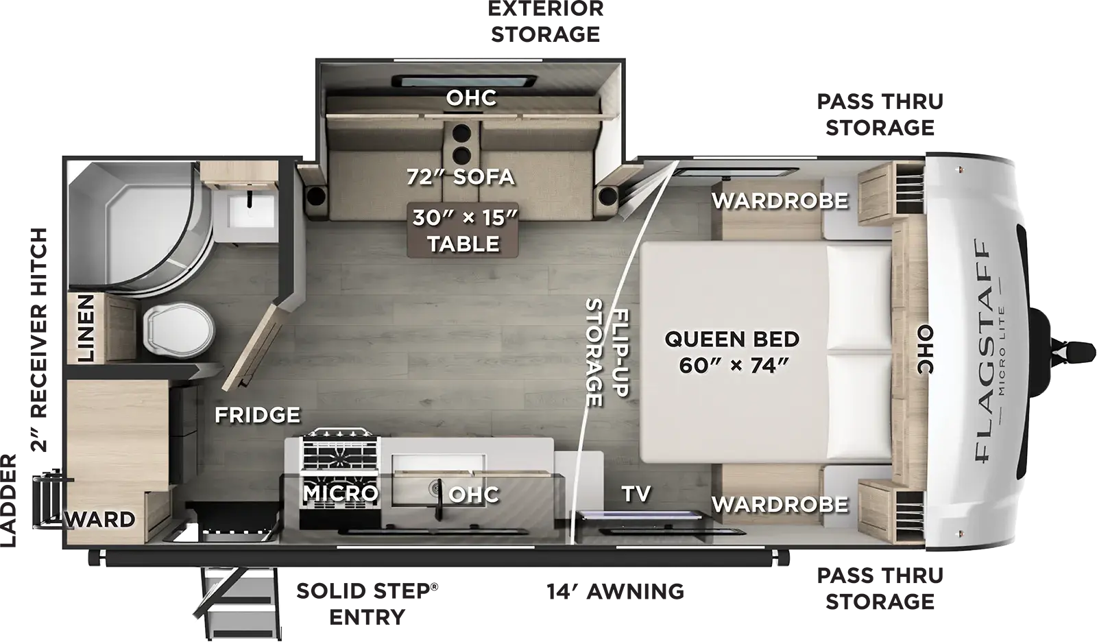 Floorplan diagram for 2027 Flagstaff Micro Lite 21FBRS