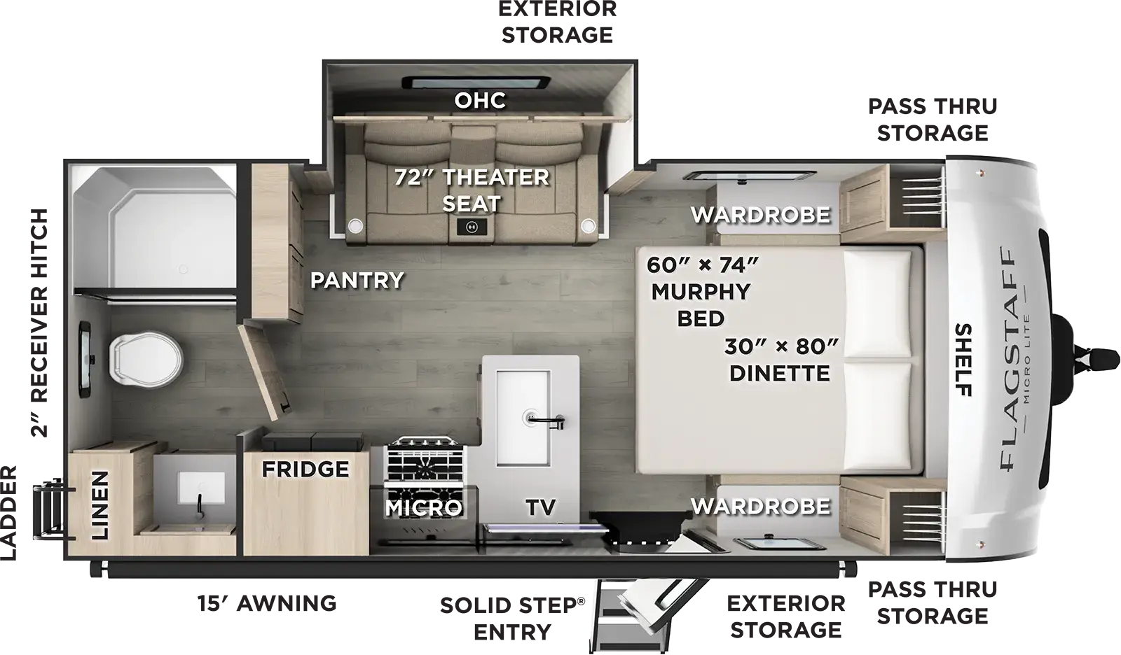 Floorplan diagram for 2027 Flagstaff Micro Lite 21SRB