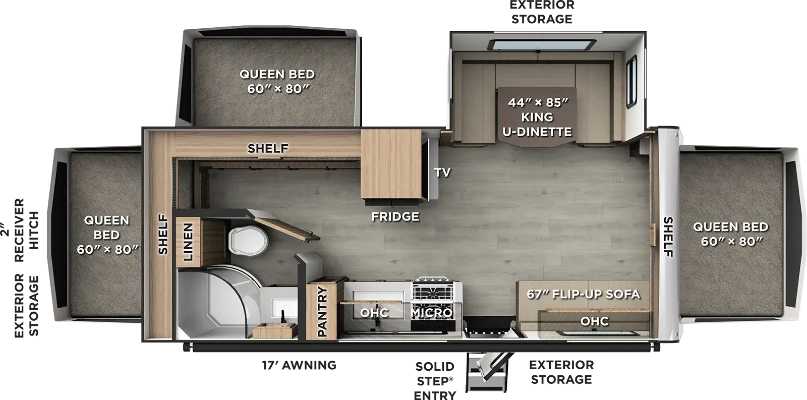 Floorplan diagram for 2027 Flagstaff Shamrock 233S