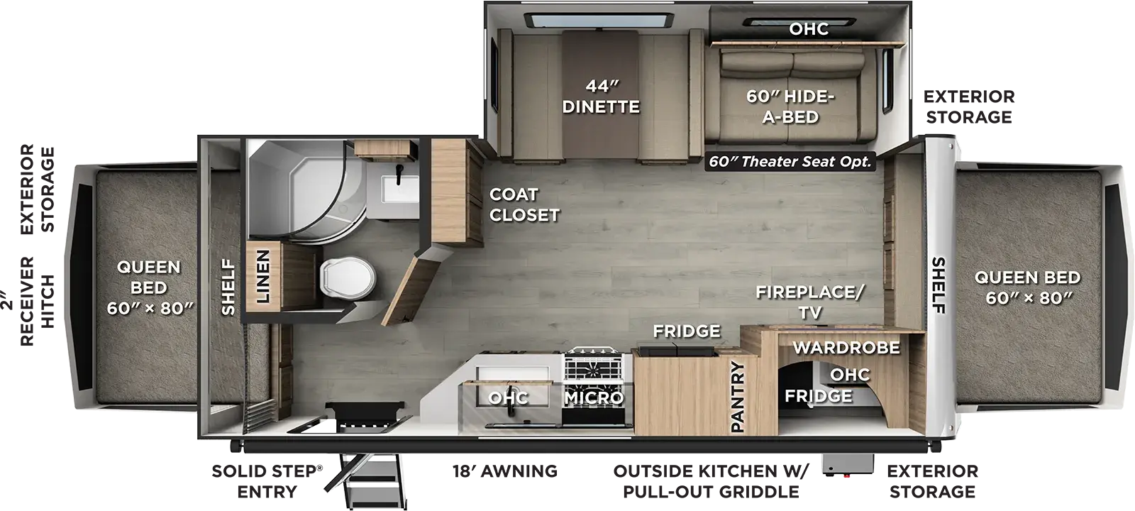 Floorplan diagram for 2027 Flagstaff Shamrock 235S