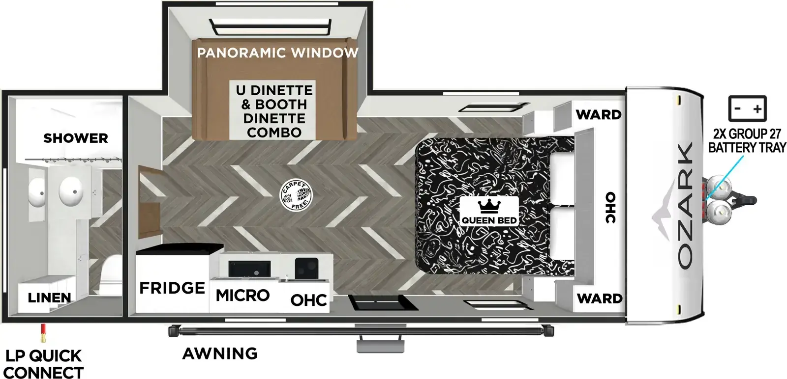 Floorplan diagram for 2026 Ozark 1670RB