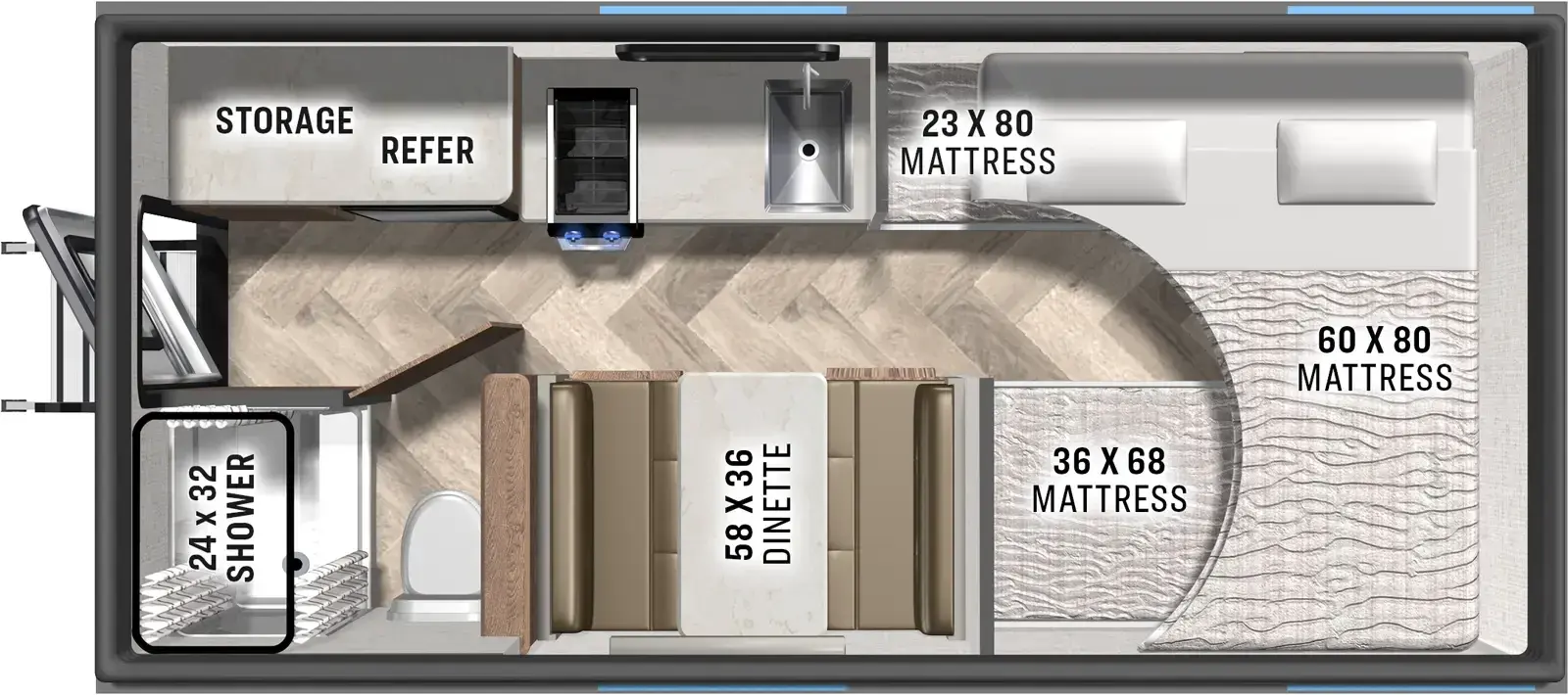 Floorplan diagram for 2026 Palomino O.V.E. 15.2