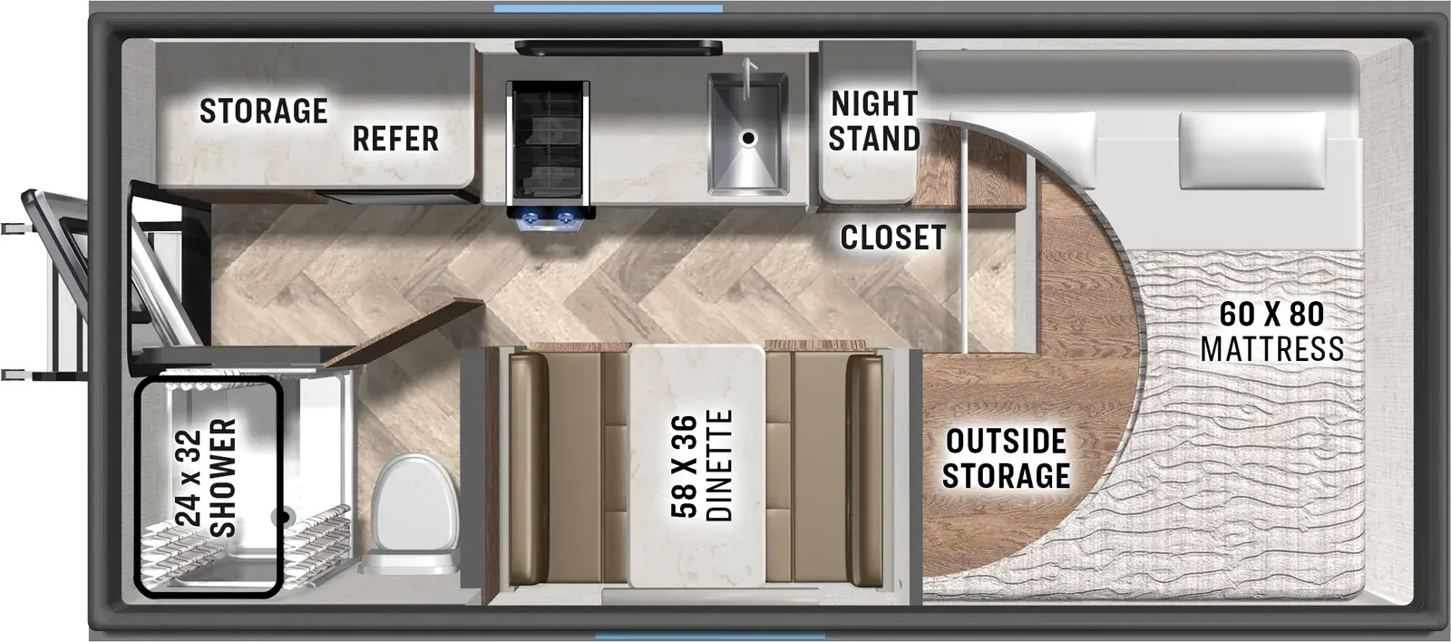 Floorplan diagram for 2026 Palomino O.V.E. 15.3