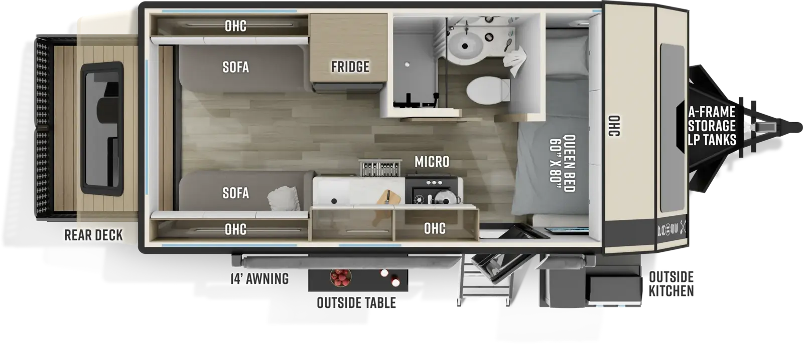 Floorplan diagram for 2027 Pause Palomino Pause 17.4