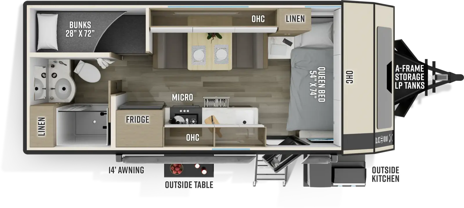 Floorplan diagram for 2027 Pause Palomino Pause 19.6