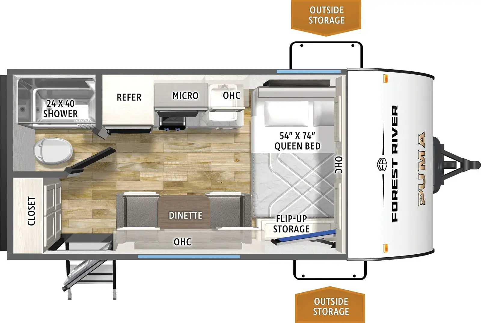 Floorplan diagram for 2026 Puma Camping Edition 12FBCE