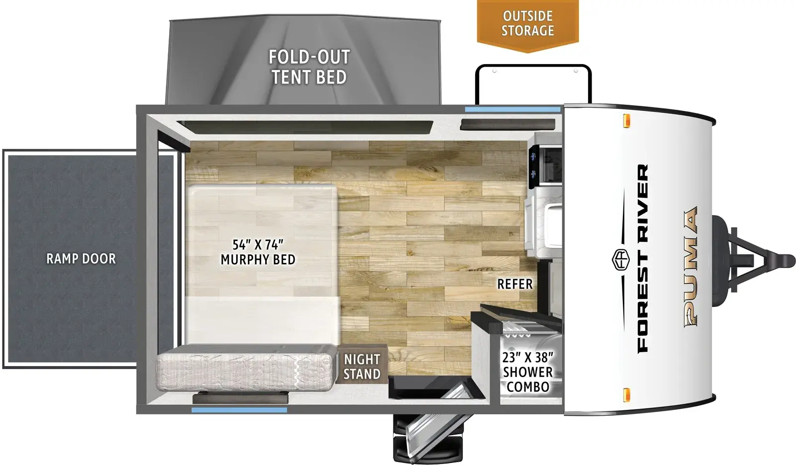 Floorplan diagram for 2026 Puma Camping Edition 141THCE