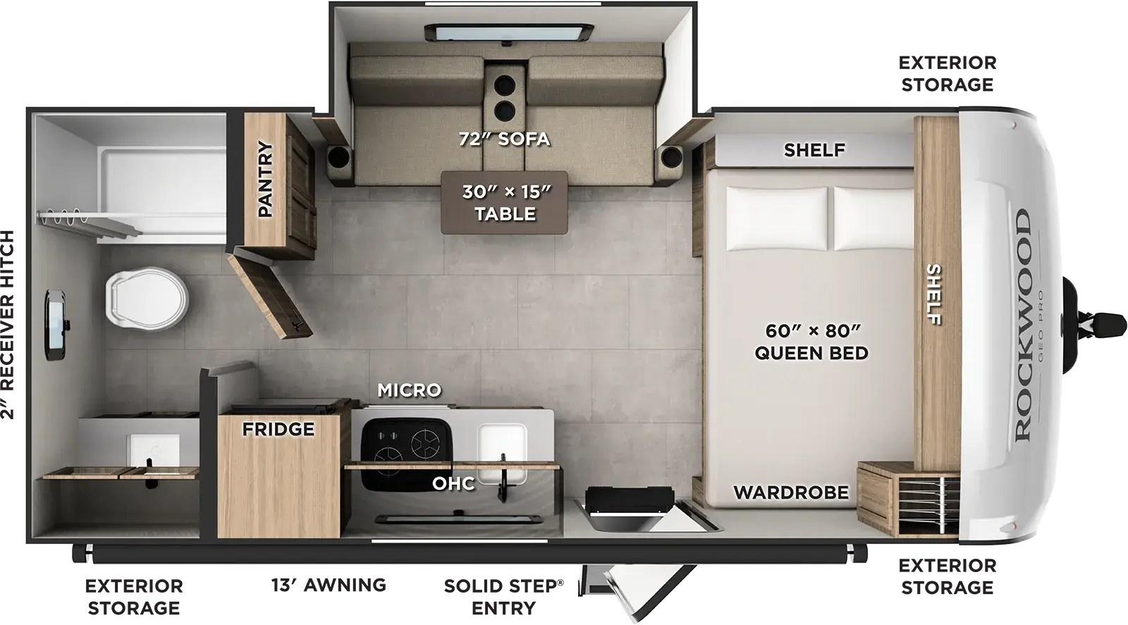 Floorplan diagram for 2027 Rockwood Geo Pro G17SLE