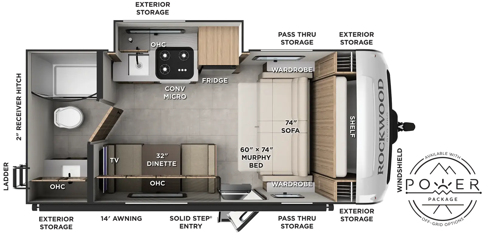 Floorplan diagram for 2027 Rockwood Geo Pro G19SFD