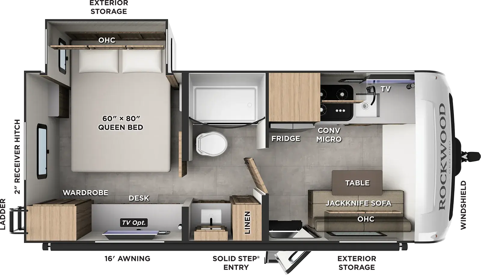 Floorplan diagram for 2027 Rockwood Geo Pro G20RBS