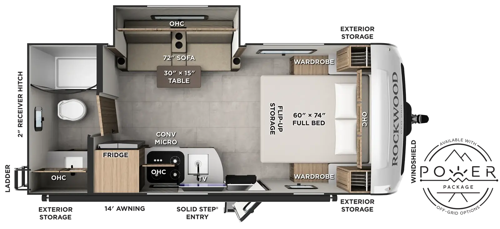 Floorplan diagram for 2027 Rockwood Geo Pro G20SFB