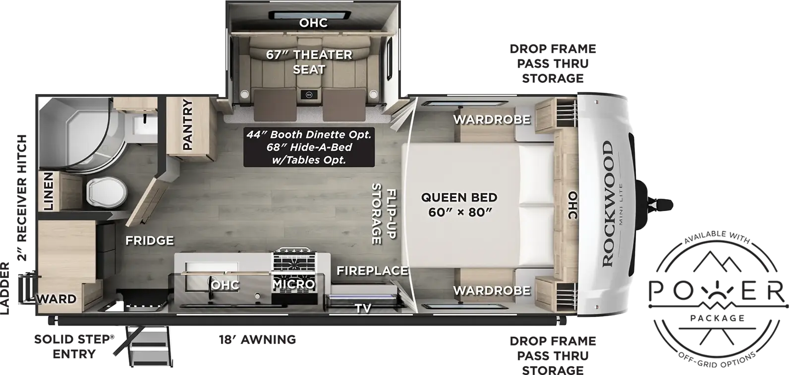 Floorplan diagram for 2027 Rockwood Mini Lite 2205S
