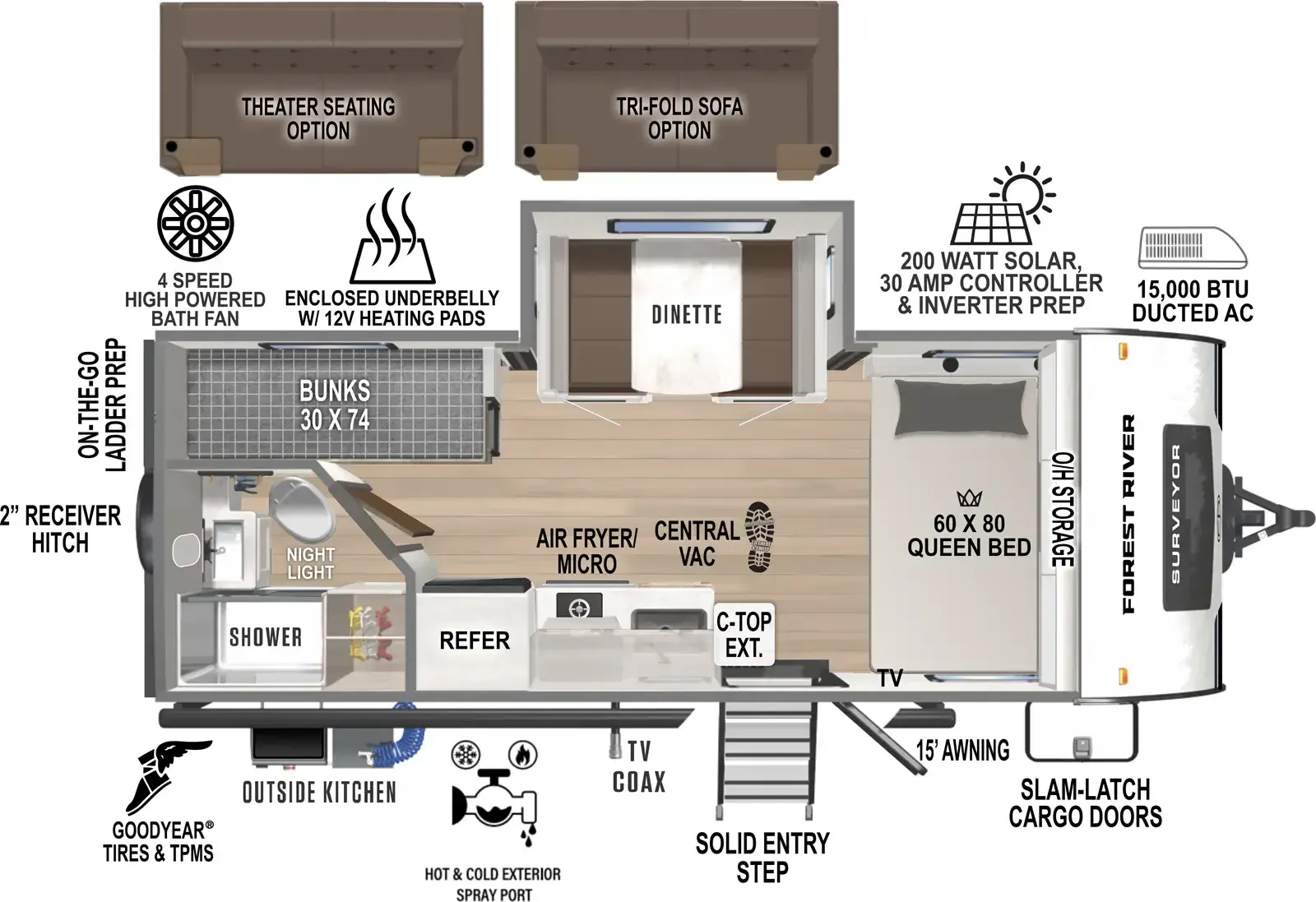 Floorplan diagram for 2026 Surveyor Legend 19BHLE
