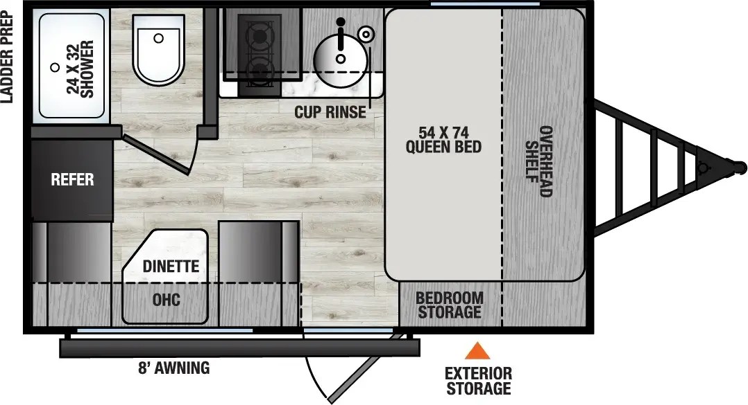 Floorplan diagram for 2026 Viking Travel Trailers 12RD