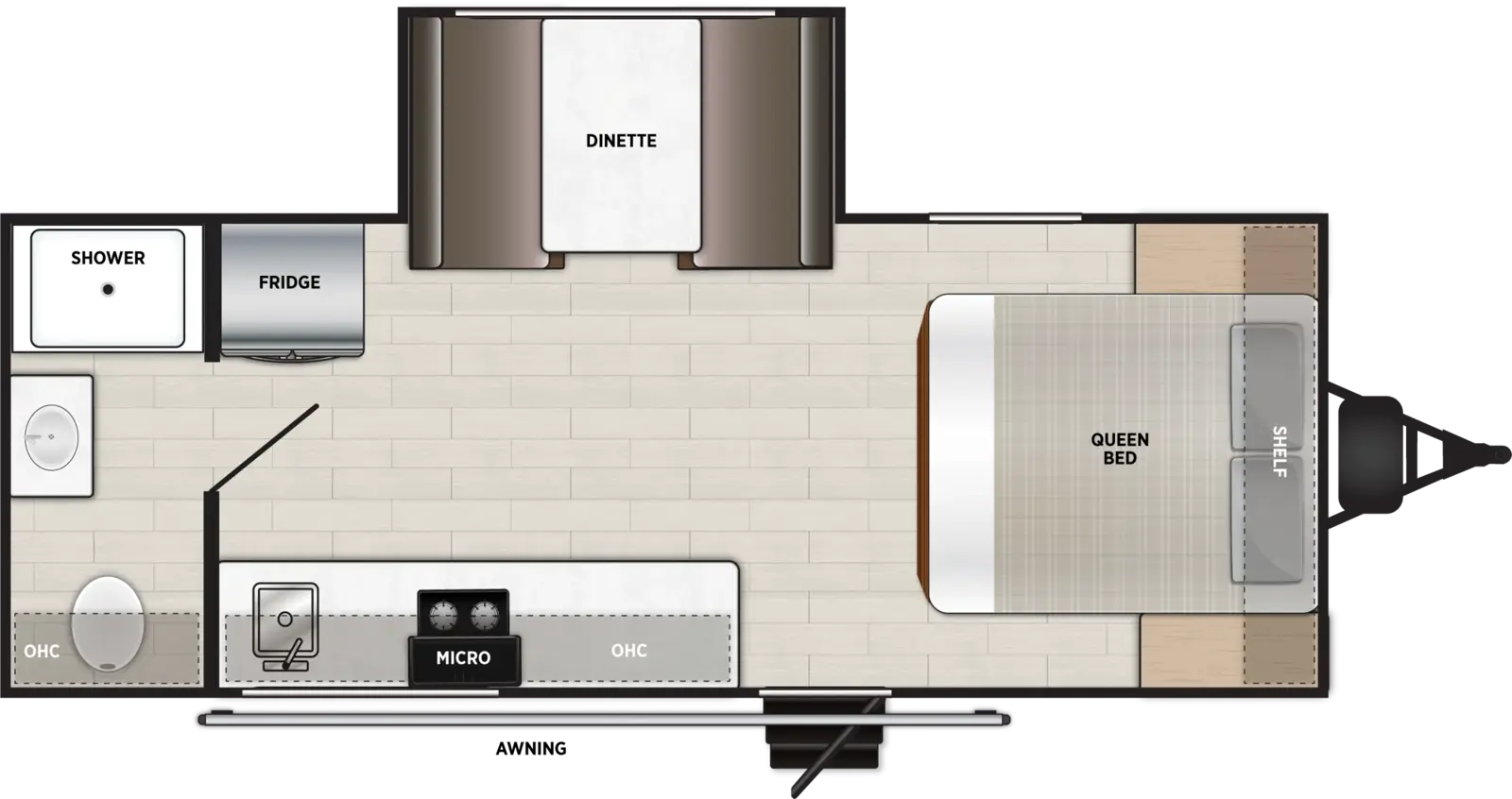 Floorplan diagram for 2027 Wildwood FSX 177RB