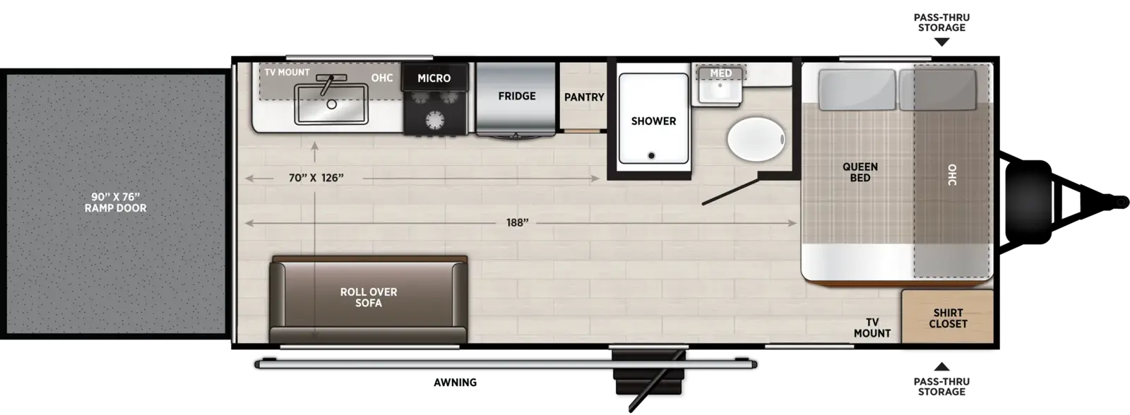 Floorplan diagram for 2027 Wildwood FSX 190GT
