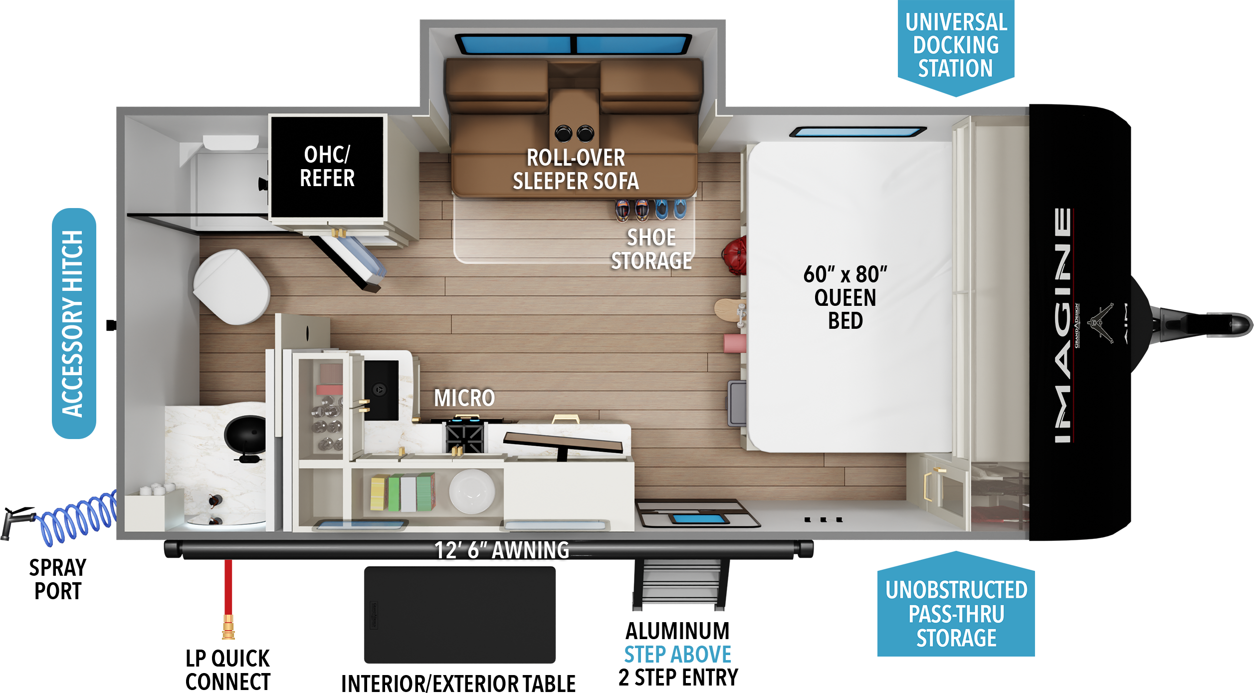 Floorplan diagram for 2027 Grand Design Imagine AIM 16mla