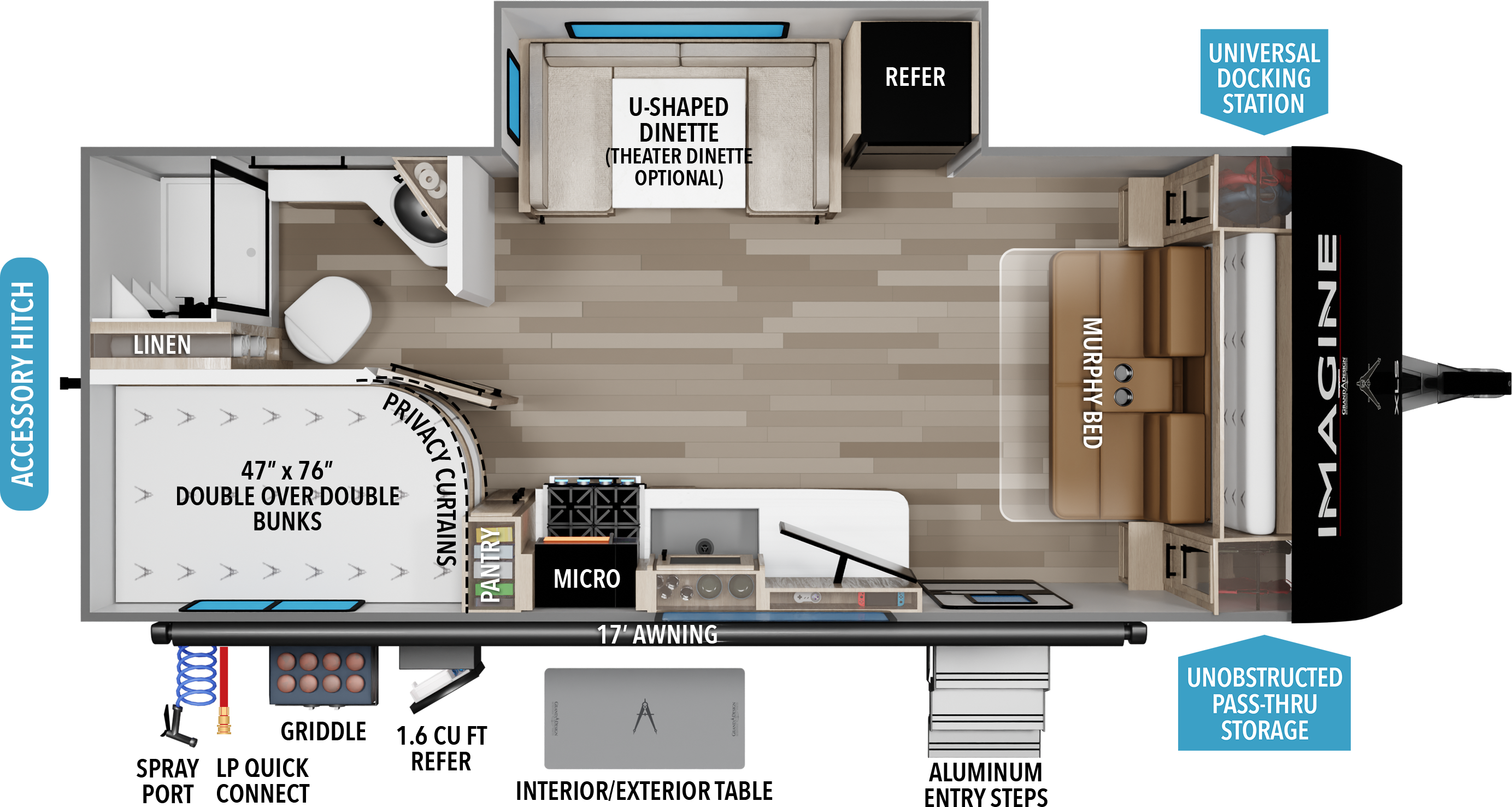 Floorplan diagram for 2027 Grand Design Imagine XLS 21mbe