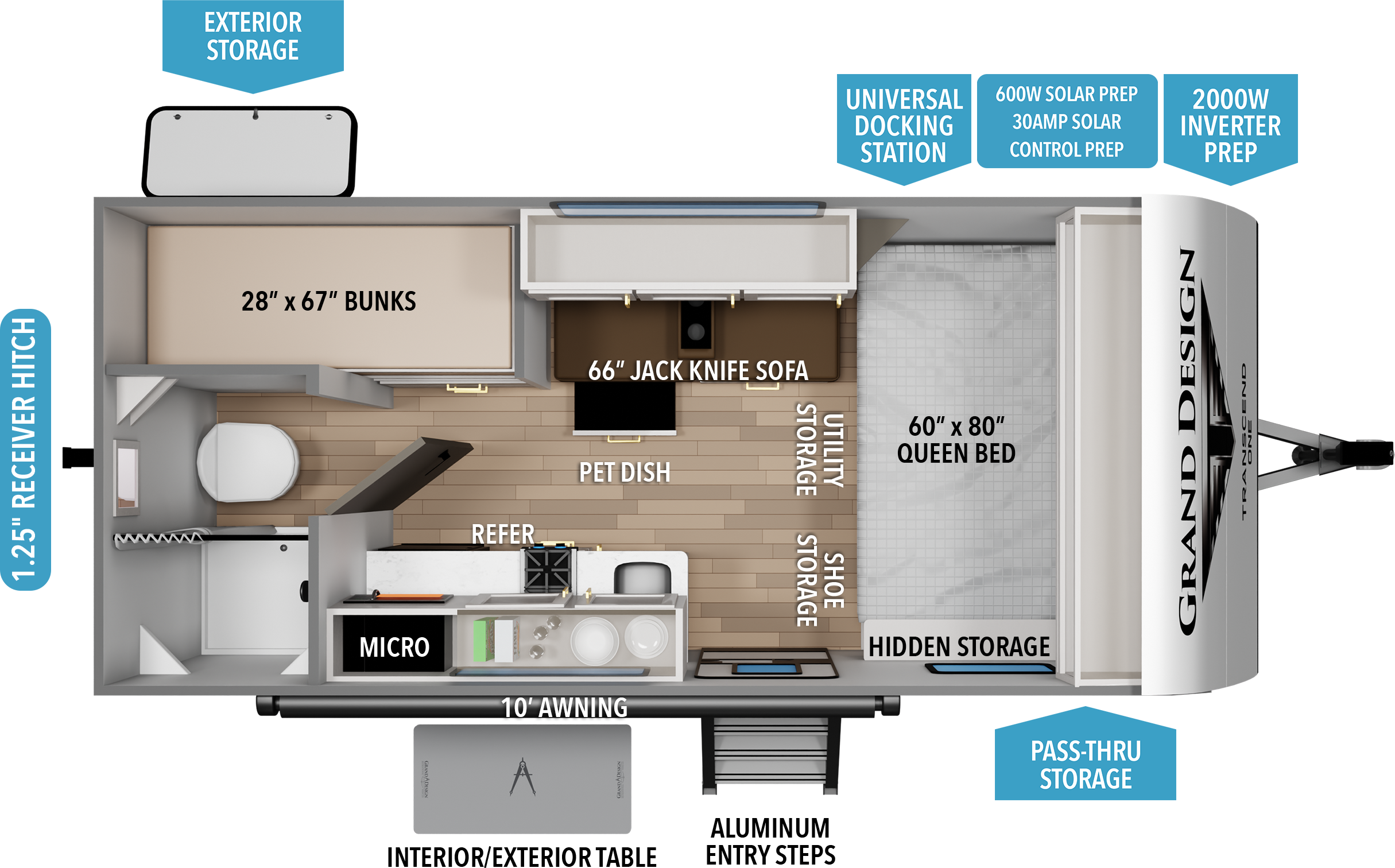 Floorplan diagram for 2027 Grand Design Transcend One 151bh