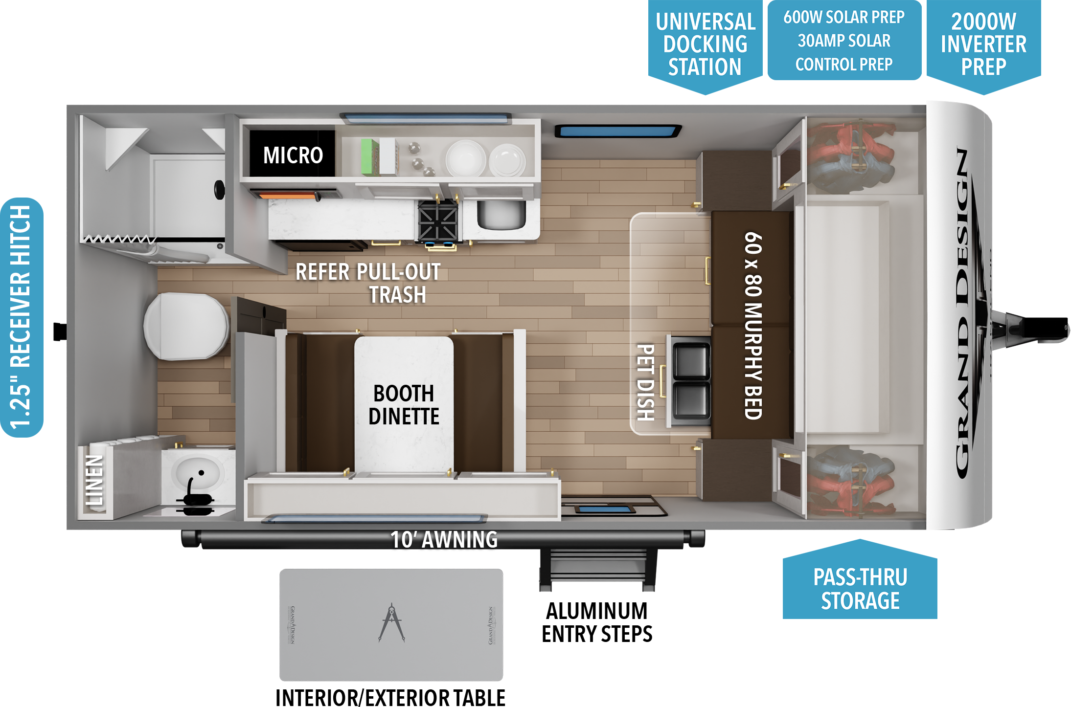 Floorplan diagram for 2027 Grand Design Transcend One 151rb