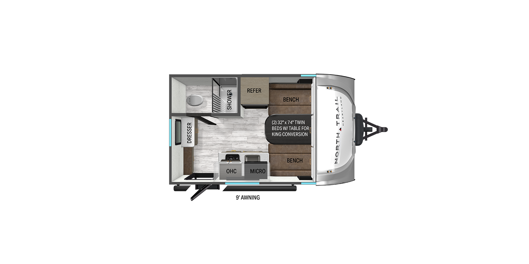 Floorplan diagram for 2026 Heartland North Trail 14UL