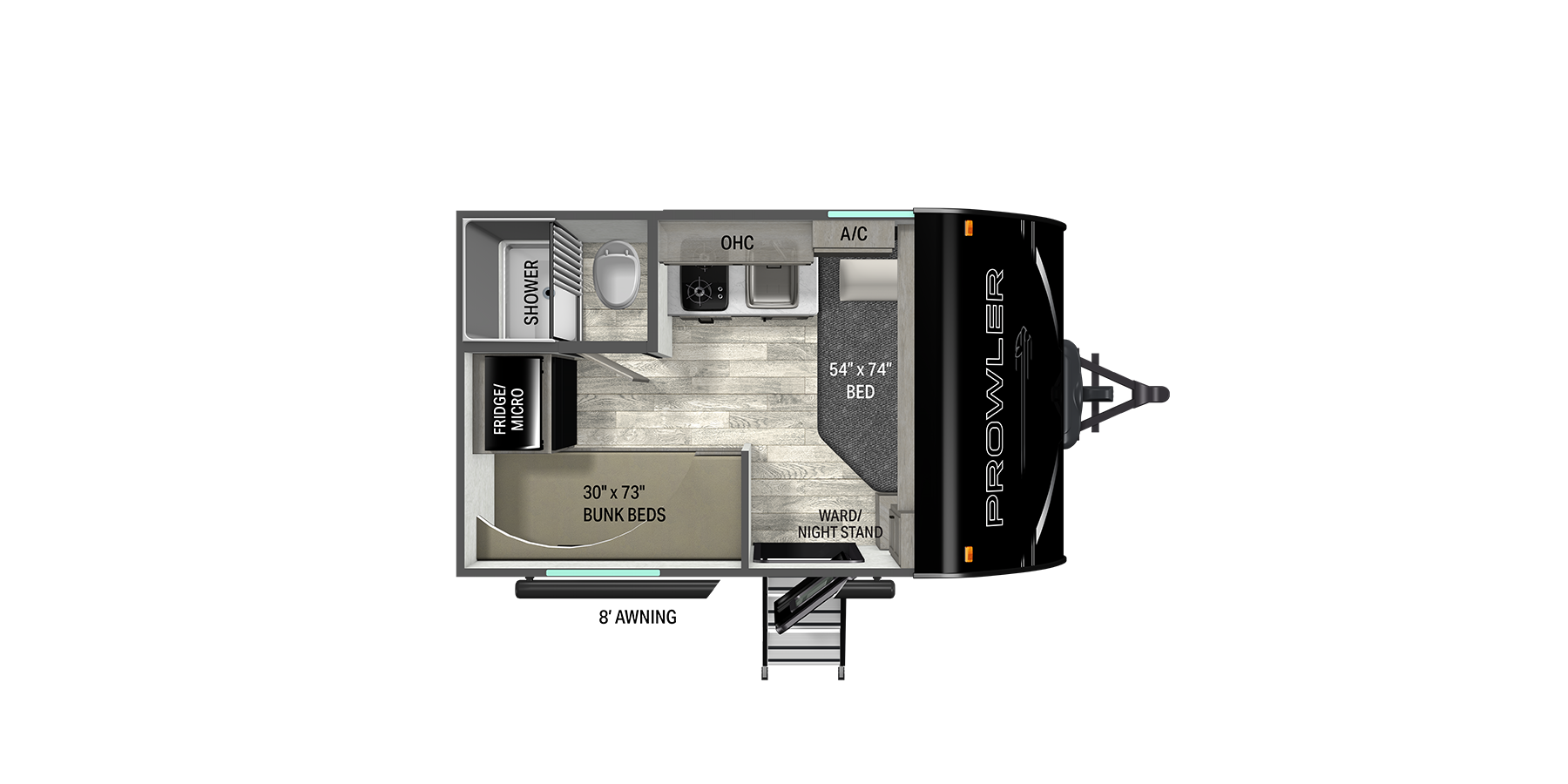 Floorplan diagram for 2026 Heartland Prowler 1300BH