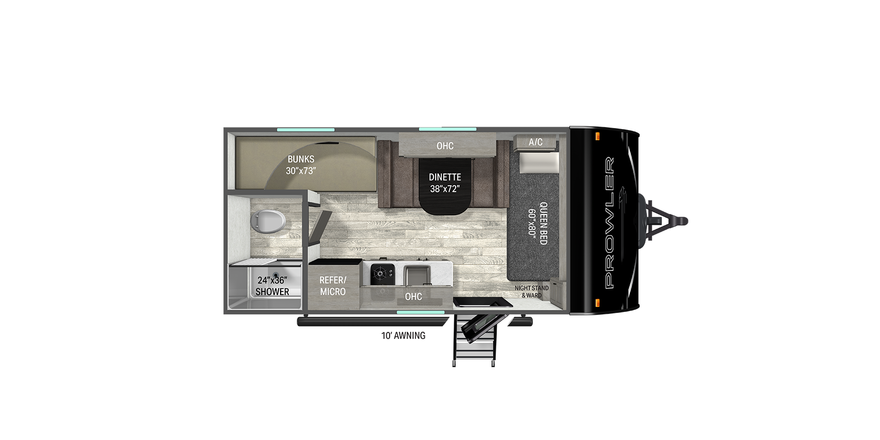 Floorplan diagram for 2026 Heartland Prowler 1700BH