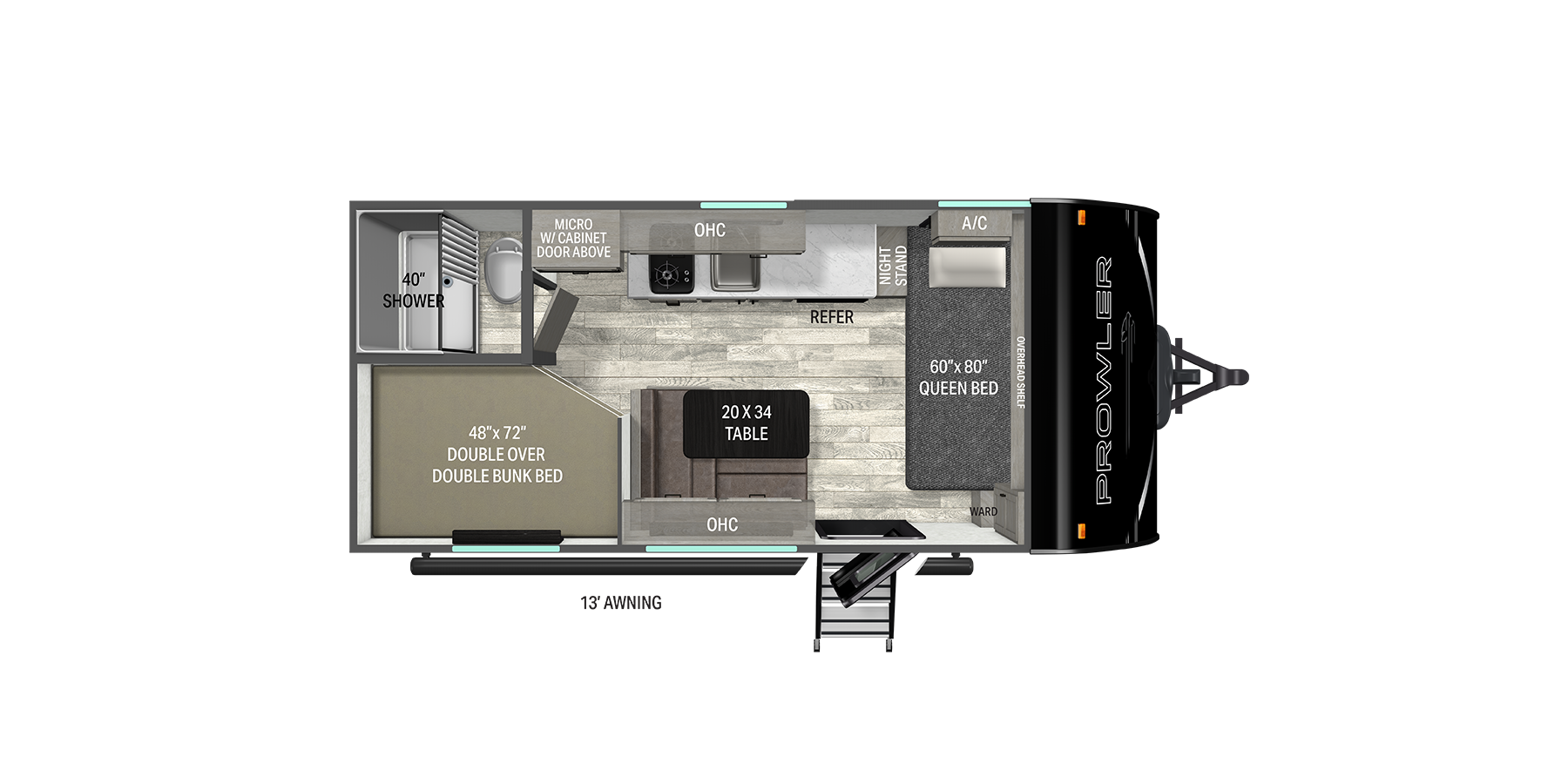 Floorplan diagram for 2026 Heartland Prowler 1700DB