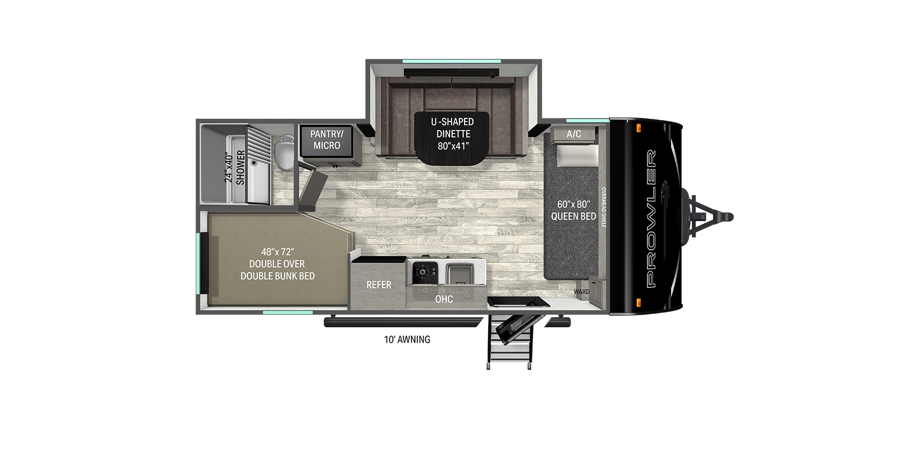 Floorplan diagram for 2026 Heartland Prowler 1702DBS