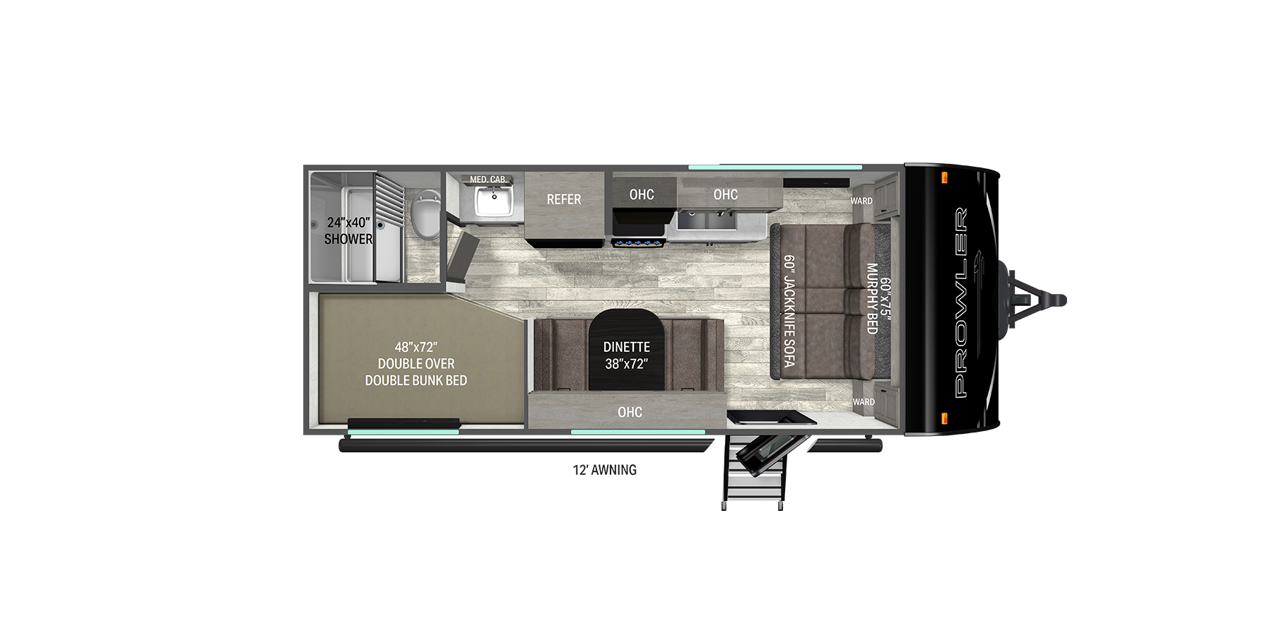 Floorplan diagram for 2026 Heartland Prowler 2000MB