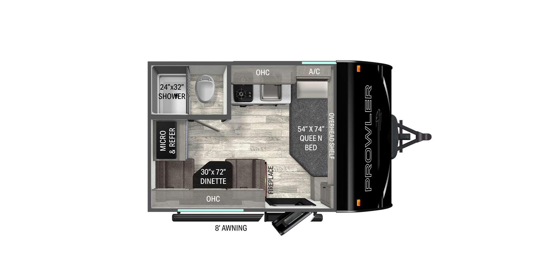 Floorplan diagram for 2027 Heartland Prowler 1300RD